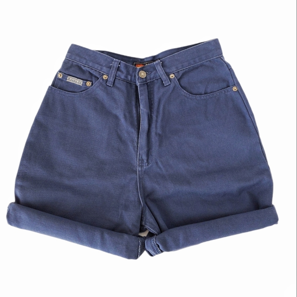 VTG Route 66 Indigo Blue High Waisted Shorts